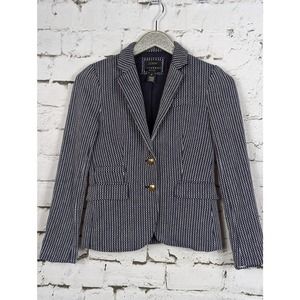 J. CREW Morse Code Navy Blue White Schoolboy Blazer Size 0